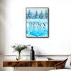 Festive Winter Penguin Canvas Print, Adorable Penguins with Santa Hats Skating on Ice Holiday Wall Art