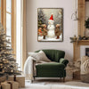 Kids & Snowman Framed Wall Art Vintage Oil Painting Christmas Print