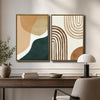 Set of 2 Neutral Arch & Organic Shape Boho Abstract Canvas Wall Art