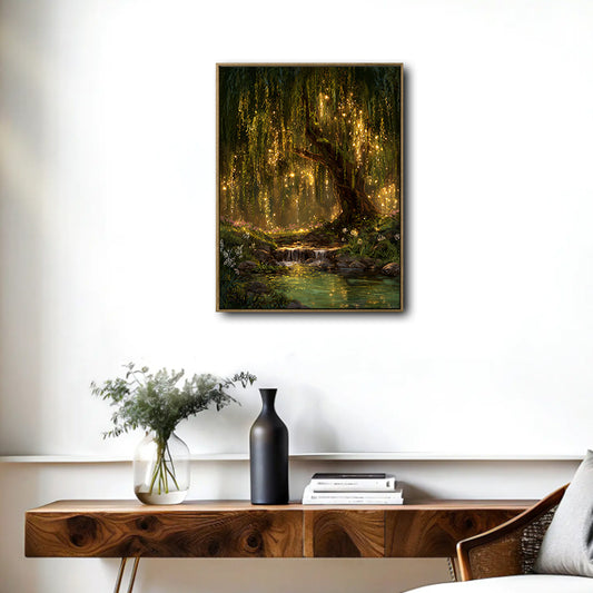 Mystical Enchanted Forest Willow Tree Canvas Wall Art Fairy Nature Home Decor