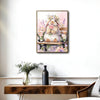 Watercolor Lop Bunny Flower Crown Rose Garden Bench Canvas Wall Art