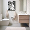 Black And White Cute Tabby Cat In Bathrobe Shower Cap Canvas Wall Art Funny Animal Bathroom Wall Decor