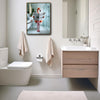 Funny Flamingo Toilet Reading Newspaper Canvas Wall Art, Humorous Bathroom Decor