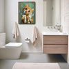 Cute Orange Cat Brushing Teeth Canvas Wall Art Kids Bathroom Cat Decor
