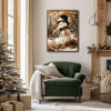 Autumn Forest Snowman Framed Wall Art Vintage Oil Painting Winter Print