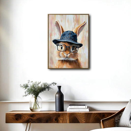 Hipster Bunny Portrait Canvas Print