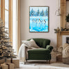 Ice‑Skating Penguins Santa Hat Framed Wall Art Christmas Decoration