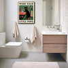 Cute Black Cat Wash Your Little Paws Canvas Wall Art Kids Bathroom Decor