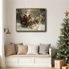 Retro Christmas Santa & White Reindeer Canvas Wall Decor