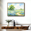 Spring Blue Wildflower Meadow Canvas Wall Art Watercolor Country Home Decor