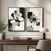 2 Piece Monochrome Textured Floral Canvas Prints Abstract Geometric Poppy Painting Modern Neutral Organic Wall Art