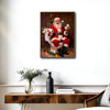Humorous Christmas Framed Canvas Art | Funny Santa on Toilet Bathroom Wall Decor, Retro Holiday Xmas Wall Hanging Gift