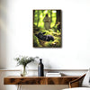 Christian Canvas Wall Art, Jesus and Sleeping Black Lamb in Green Forest Framed Religious Faith Decor for Living Room