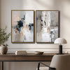 2 Piece Modern Muted Tone Urban Block Abstract Canvas Prints Thick Texture Contemporary Neutral Cityscape Wall Art