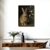 Dark Vintage Rabbit Berry Floral Vertical Canvas Wall Art