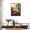 Peaceful Jesus Protecting White Lamb Floral Forest Framed Canvas Print, Religious Inspirational Wall Art for Home & Prayer Room