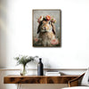 Vintage Lop Bunny Rose Flower Crown Floral Canvas Wall Art