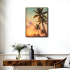 Pastel Sunset Palm Tree Canvas Poster, Dreamy Tropical Island Scenery Artwork for Vacation Home Gallery Wall Decor