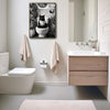Black And White Black Cat Reading Newspaper On Toilet Canvas Wall Art Funny Tropical Bathroom Wall Deco