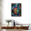 Magical Tree of Life Galaxy Reflection Canvas Wall Art, Colorful Rainbow Tree Lake Milky Way Starry Sky Vertical Print, Fantasy Cosmic Nature Landscape Wall Decor