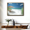 Tropical White Sand Beach Seagull Canvas Print, Turquoise Ocean Coastal Horizontal Wall Art