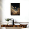 Antique Crescent Moon Starry Sky Canvas Wall Art Celestial Home Decor