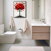 Valentine Red Heart Tree Canvas Wall Art, Ink Style Love Heart Tree Framed Canvas Print, Romantic Modern Bedroom Couple Wall Decor