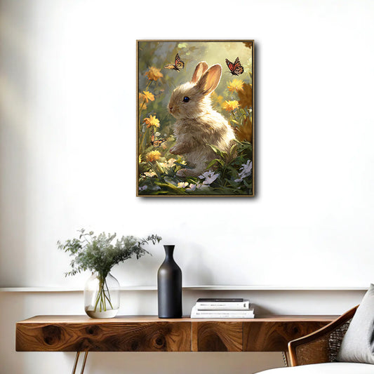 Baby Bunny Wildflower Meadow Canvas Print