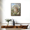 Vintage Lop Bunny White Rose Flower Wreath Canvas Wall Art