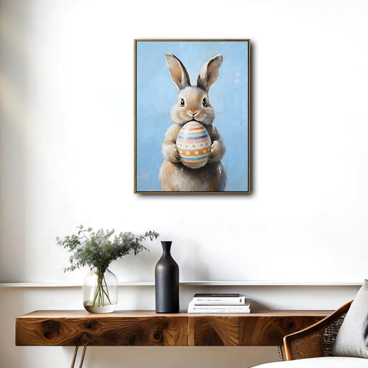 Bunny with Easter Egg Canvas Wall Print