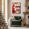 Santa With Kittens In Christmas Stockings Cute Pet Christmas Framed Wall Art