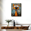 Abstract Orange Funny Dog Canvas Wall Art, Whimsical Big Eyed Cartoon Dog Painting, Modern Graffiti Style Pet Wall Decor for Living Room Bedroom
