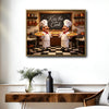Kiss The Cook Cartoon Chef Pizza Canvas Wall Art