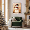 Vintage Snowman Gift Box Framed Wall Art Oil Painting Christmas Winter Print
