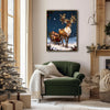 Christmas Lit Reindeer & Sleigh Framed Wall Art Winter Night Print