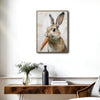 Vintage Bunny Eating Carrot Neutral Canvas Wall Art