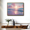 Dreamy Glitter Pink Beach Canvas, Magical Pastel Coastal Seascape Wall Decor