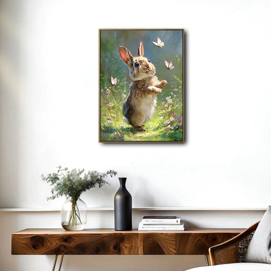 Bunny Butterflies Wildflower Canvas Print