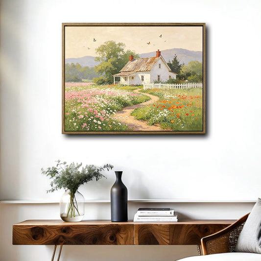 Farmhouse Cottage Wildflower Canvas Wall Art Vintage Rural Pastoral Home Decor
