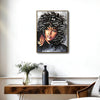 I Am African Woman Canvas Wall Art, Inspirational Afro Black Woman Positive Affirmation Portrait Painting, Motivational Black Girl Magic Wall Decor