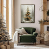 Snowy Lighted Christmas Tree Foggy Forest Framed Wall Art Christmas Decoration