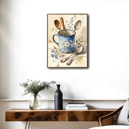 Vintage Enamel Mug Kitchen Wall Art