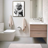 Funny Spa Otter Bathroom Wall Art, Otter With Shower Cap Bow Towel Soap Bottle Black White Canvas Print, Quirky Animal Restroom Wall Decor