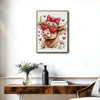 Cute Highland Cow With Heart Sunglasses Wall Art, Red Bow Lollipop Canvas Print, Fun Cow Lover Home Decor