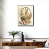 Watercolor Bunny Easter Basket Floral Canvas Wall Art