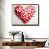 Valentine's Day Pink Red Layered Heart Canvas Wall Art, Romantic 3D Textured Love Heart Framed Canvas Print, Bedroom Couple Wall Decor