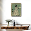 Vintage Black Cat Coffee Cup Canvas Wall Art