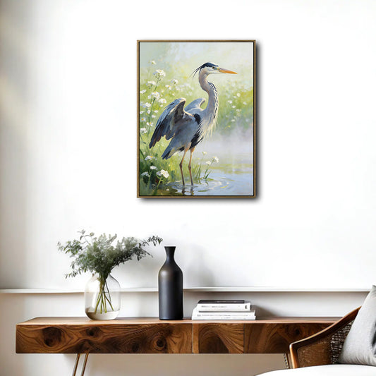 Blue Heron Marsh Bird Canvas Wall Art Wildlife Nature Cottage Home Decor