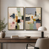 Set of 2 Neutral Pastel Textured Abstract Canvas Wall Art Organic Modern Decor