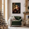 Vintage Santa Reading Book Framed Wall Art Classic Oil Painting Christmas Print